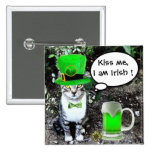 CAT DEL DÍA DE ST PATRICK CON LA CERVEZA IRLANDESA PINS