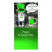 CAT DEL DÍA DE ST PATRICK Y CERVEZA IRLANDESA VERD TARJETA PERSONAL