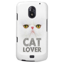 Cat Lover (white cat face) Galaxy Nexus Carcasas