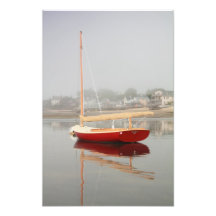 Catboat rojo de rubíes en el puerto de Provincetow Arte Fotografico