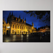 Catedral de Brujas en la noche Posters