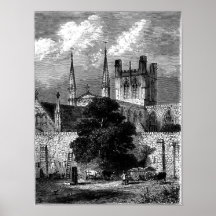 Catedral de Chester y pieza de la pared de la ciud Posters