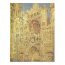 Catedral de Ruán, puesta del sol de Claude Monet Tarjeta Postal