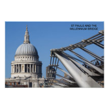 Catedral del St Pauls y el puente del milenio Impresion Fotografica