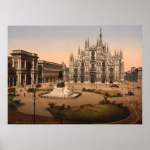Catedral y plaza, Lombardía, Italia de Milano Poster