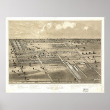 caza del campo de los 1860's, mapa panorámico de l poster