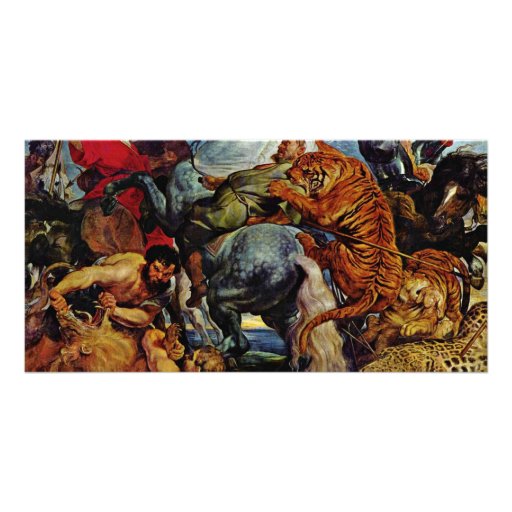 Caza del tigre y del león de Rubens Peter Paul Tarjeta Fotografica Personalizada