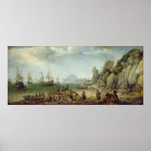 Caza en la costa, 1620 de la cabra salvaje poster