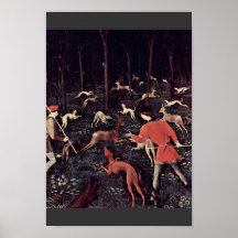 Caza en los detalles de la noche de Uccello Pablo Poster