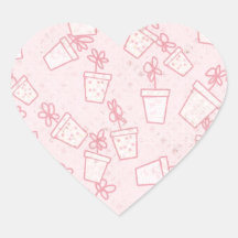 CCB FLORAL ROSADO LINDO DE LAS MACETAS DEL DIBUJO  CALCOMANÍA CORAZÓN