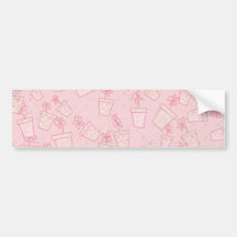 CCB FLORAL ROSADO LINDO DE LAS MACETAS DEL DIBUJO  ETIQUETA DE PARACHOQUE