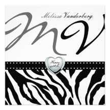 Cebra blanco y negro elegante 40.o Bithday feliz Invitación Personalizada