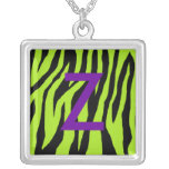 Cebra con monograma del estallido collares personalizados