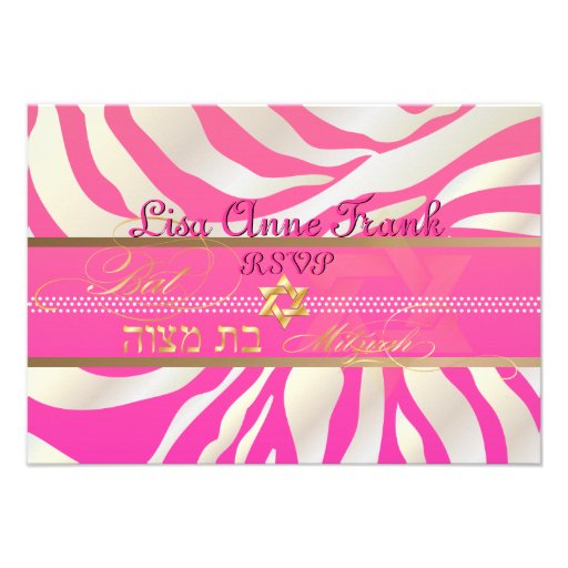 Cebra del rosa del rsvp de PixDezines, color del p Invitación Personalizada
