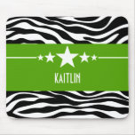 Cebra descarada verde Mousepad de la estrella