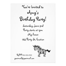 Cebra gris invitación personalizada