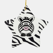 Cebra linda en modelos de los animales del parque  ornamento de navidad