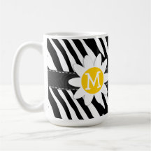 Cebra negra y blanca; Margarita de la primavera Taza