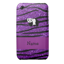 Cebra púrpura personalizada del brillo de la panda iPhone 3 carcasas
