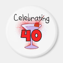 Celebración de 40 camisetas y regalos imanes para frigoríficos