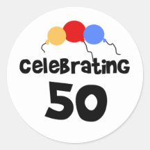 Celebración de 50 pegatinas redondas