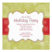 Celebración de días festivos verde y roja elegante invitaciones personalizada