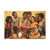Celebración de Kwanzaa de una familia Lona Estirada Galerías