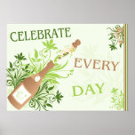 Celebre cada día Champán floral posters