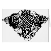 celtic pattern with animals - black and white karten