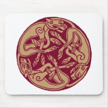 Celtic pattern with dogs - bordeaux and beige mauspads