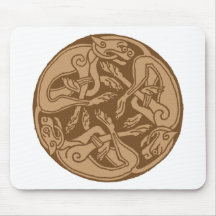 Celtic pattern with dogs - brown mousepads