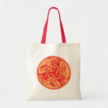 Celtic pattern with dogs - red and orange einkaufstaschen