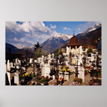 Cementerio, Dorf el Tirol, (Tirolo), alto el Adigi Posters