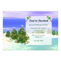Cena escénica de los árboles de navidad invitaciones personales 