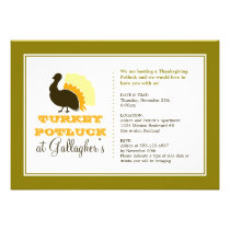 Cena verde anaranjada del pavo del potluck de la a invitaciones