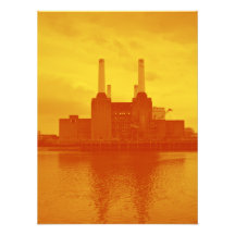Central eléctrica de Battersea (en rojo y amarillo Impresión Fotográfica