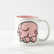 Cerdo del dibujo animado tazas de café
