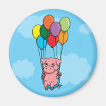Cerdo del globo del vuelo imán de nevera