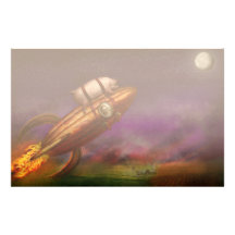 Cerdo del vuelo - Rocket - a la luna o al busto Papeleria Personalizada