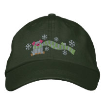 Cerdo en bufanda gorro bordado
