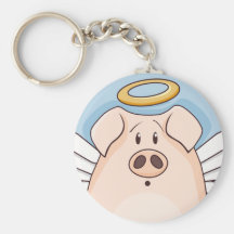 Cerdo lindo del ángel del dibujo animado llaveros personalizados