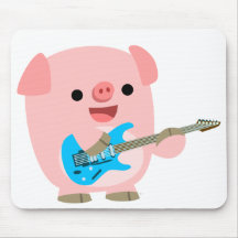 Cerdo lindo Mousepad del dibujo animado de Rockin Tapetes De Ratón