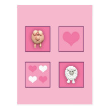 Cerdo y ovejas y corazones postal