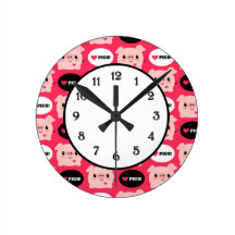 Cerdos del amor de Kawaii I Reloj De Pared