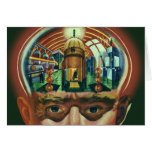 Cerebro extranjero de la ciencia ficción del vinta felicitaciones