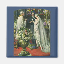 Ceremonia de boda de la iglesia del vintage; Novia Imanes Para Frigoríficos