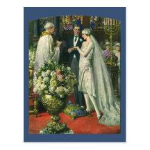 Ceremonia de boda de la iglesia del vintage; Novia Postal