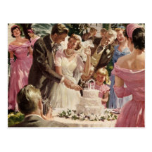 Ceremonia de boda del vintage postal