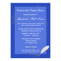 Ceremonia de graduación floral azul elegante invitación personalizada
