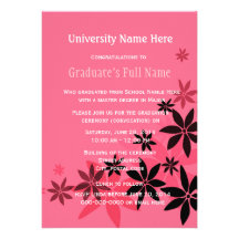 Ceremonia de graduación floral rosada (convocación comunicados personalizados